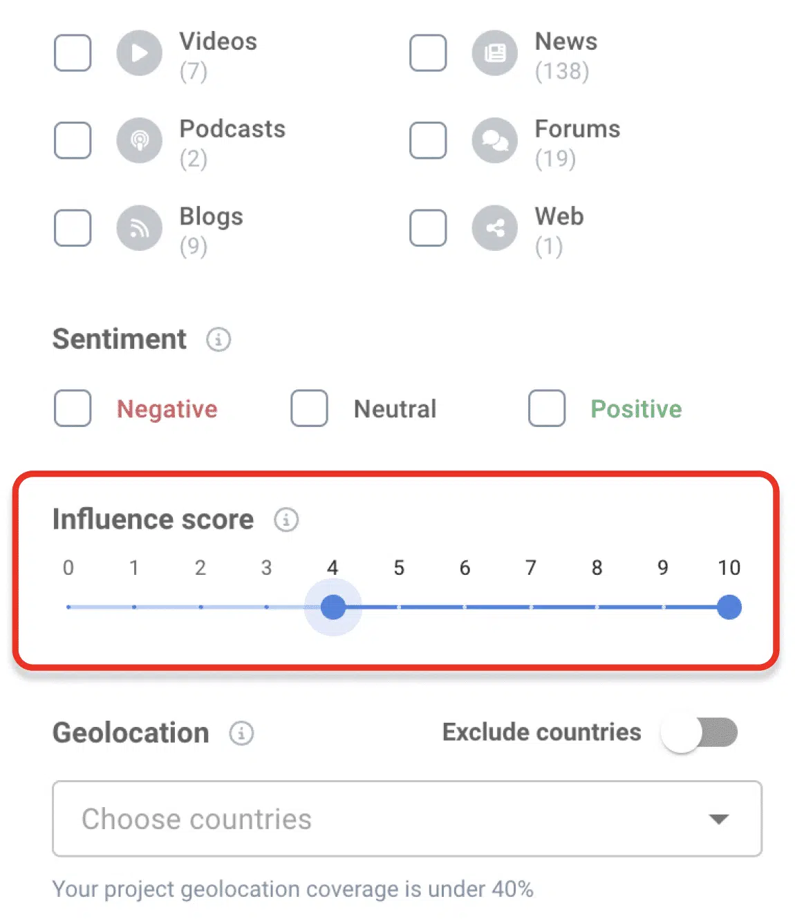 מסנן השפעה Influence Score 1 מסנן השפעה Influence Score