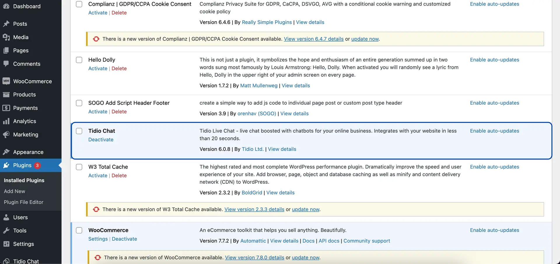 התקנת Tidio על WooCommerce לניהול חנויות אונליין 4 Screenshot