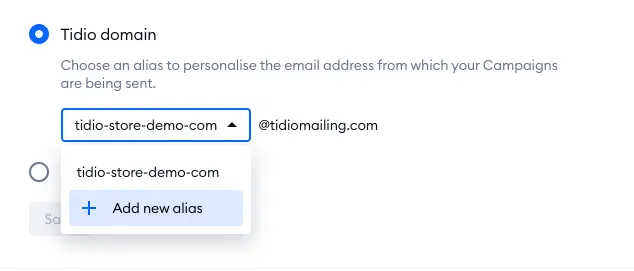 איך להשתמש באליאס דוא"ל (Email Aliases) לקמפיינים ב-Tidio 2 Screenshot 2024-05-07 at 15.59.32.png