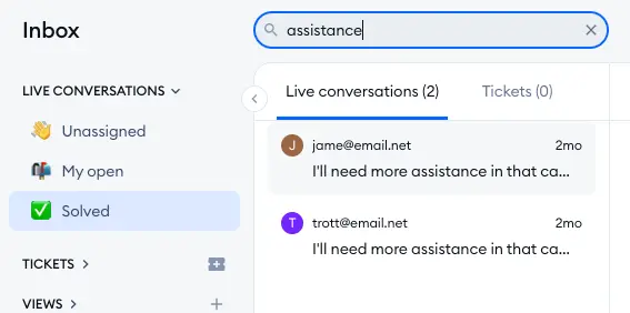 היסטוריית צ'אט (Chat History) ב-Tidio: איך לגשת ולנהל 3 chat history 2024-04-10 at 16.03.52.png