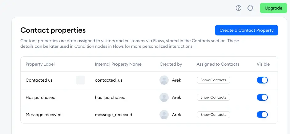 מאפייני קשר (Contact Properties) בצ'אט בוטים של Tidio 2 contact properties 2024-03-19 at 13.41.36.png