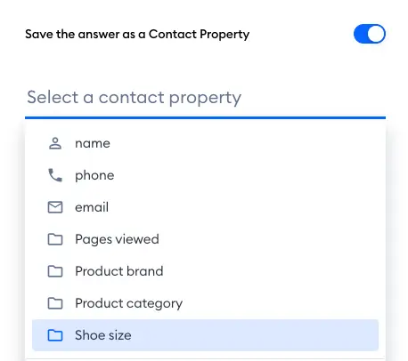 מאפייני קשר (Contact Properties) בצ'אט בוטים של Tidio 11 contact properties 2024-03-19 at 14.36.48.png