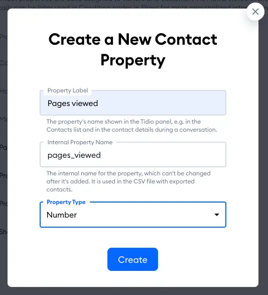 מאפייני קשר (Contact Properties) בצ'אט בוטים של Tidio 17 contact properties 2024-03-19 at 15.16.52.png