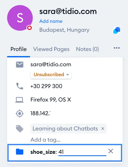 מאפייני קשר (Contact Properties) בצ'אט בוטים של Tidio 20 Screen_Shot_2022-05-19_at_15.37.58.png