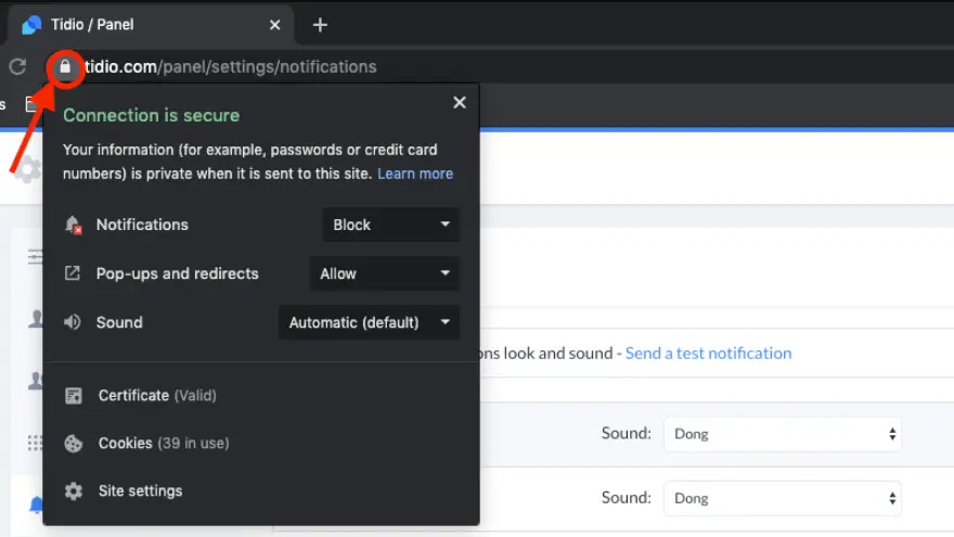 איך לאשר התראות בדפדפן שלך (Allow Notifications in Your Browser) ב-Tidio 4 איך לאשר התראות בדפדפן שלך (Allow Notifications in Your Browser) ב-Tidio